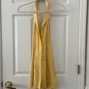 Yellow Halter Button-Front Dress